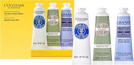 L’Occitane Hand Cream Classics 3-Piece Gift Set - Nourishing Shea Butter Hand & Nail Cream Trio, Moisturizing Care for Dry Hands and Cuticles, Travel-Sized & Vegan, Iconic French Skincare Kit