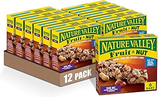 Nature Valley Chewy Fruit & Nut Granola Bars Trail Mix 6 ct 7.4 oz – Pack of 12 Healthy Snack Bars