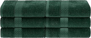 Superior 6-Piece Hand Towel Set, Bamboo Rayon & Cotton Blend, 16x30 Inches, Hunter Green – Ultra Soft & Absorbent for Bathroom, Spa & Kitchen