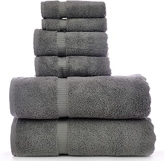 Luxury Hotel & Spa Collection 100% Turkish Cotton Towel Set – 700 GSM Quick Dry Eco-Friendly Bathroom & Kitchen Towels, 6-Piece Set (2 Bath, 2 Hand, 2 Washcloths, Gray)