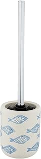WENKO Aquamarin Toilet Brush Holder Ceramic Beige – 10 x 40 x 10 cm Elegant Bathroom Toilet Brush Set