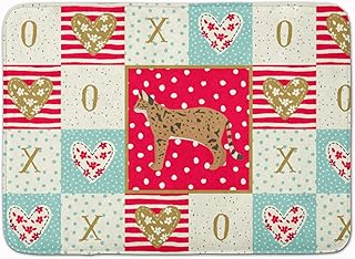 Caroline’s Treasures Savannah #2 Cat Love Memory Foam Bath Mat – Non-Slip Washable Bathroom Rug, Thick Quick Dry Decorative Kitchen & Bath Mat, Red