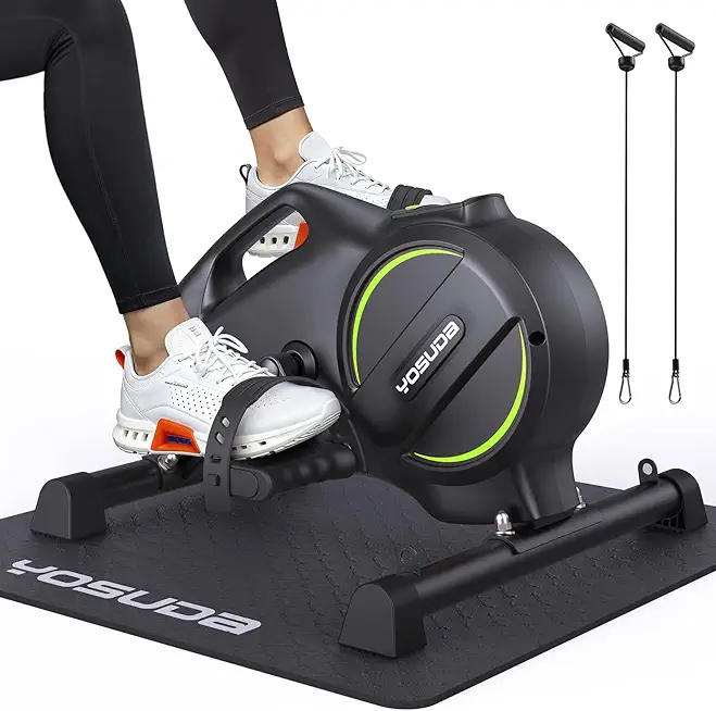 YOSUDA Under Desk Bike Pedal Exerciser – Magnetic Mini Exercise Bike for Home and Office Workout – Portable Seated Desk Pedal Bike with 16-Level Resistance, App Connectivity & Resistance Bands