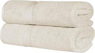 Superior 2-Piece Bath Sheet Set 100% Long Staple Combed Cotton 700 GSM – Ultra Soft Plush Highly Absorbent Towels, Almond Color
