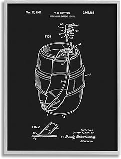 Stupell Industries Beer Barrel Tapping Device Vintage Patent Diagram Wall Art – Inventor’s Blueprint Design by Dan Sproul | Industrial Brewery & Home Bar Decorative Print