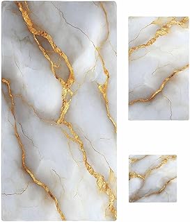 Luxury Marble Microfiber Bath Towel Set Gold Grey Abstract Quick Dry Multi-Purpose Towels for Bathroom Kitchen Beach Gym