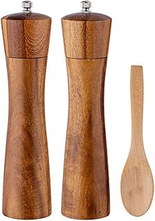 8.4 Inch Wooden Pepper Grinder Manual Mill Adjustable Salt & Pepper Grinder for Kitchen Cooking BBQ