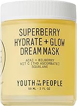 Youth To The People Superberry Hydrate + Glow Dream Mask - Overnight Face Mask with Vitamin C, Hyaluronic Acid & Squalane, Brightening & Plumping Night Cream for Dry, Dull Skin, Vegan, 2 oz