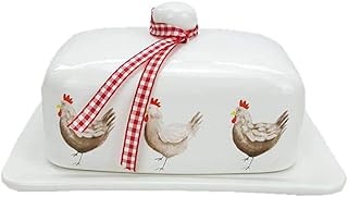 Ceramic Butter Dish with Lid – Nordic Style Butter Container & Cheese Storage Box with Tray for Kitchen & Dining