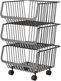 Multi-Layer Kitchen Storage Rack with Wheels – Rolling Vegetable & Fruit Organizer Basket | Floor Spice Rack & Home Storage Shelf for Kitchen Organization