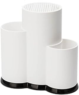 Multi-Function Kitchen Utensil Holder & Knife Block – PP Storage Organizer Rack for Spoons, Forks & Knives | Countertop Cutlery Storage for Home & Restaurant (White)