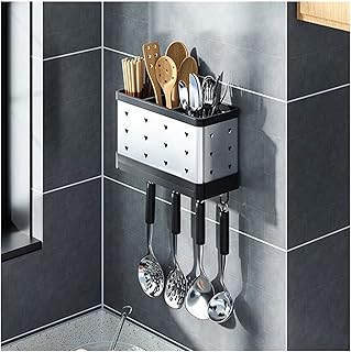 Kitchen Utensil Holder with Drain Tray – Cutlery Storage Box for Spoons, Forks & Chopsticks | Multi-Compartment Draining Rack for Home & Restaurant (Color A, Size C)