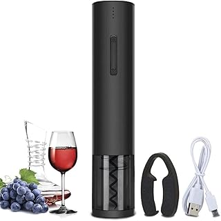 USB Rechargeable Electric Wine Bottle Opener Kit – Automatic Corkscrew Set with Foil Cutter, Vacuum Stopper & Pourer | Home Kitchen & Bar Accessory