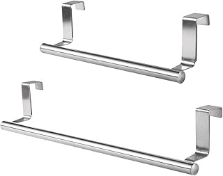 Over-The-Door Stainless Steel Towel Rack – Clothes Airer & Hanging Holder Set (2pcs) | Bathroom & Kitchen Cabinet Towel Bar & Laundry Drying Stand (Color 01)