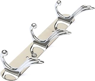 ICOBES Stainless Steel Wall Hooks & Towel Rail Heavy Duty Coat Hook Rack for Bathroom, Kitchen & Home Storage Organizer