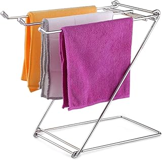 Stainless Steel Foldable Towel Rack – Free Standing Kitchen & Bathroom Towel Holder, Space Saving Stable Table Organizer