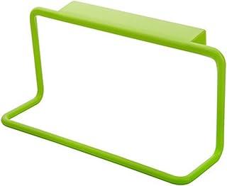 Plastic Hanging Towel Rack – Multifunction Cabinet Door Organizer, Kitchen & Bathroom Storage Holder, Door Back Hook Rack (White/Green)