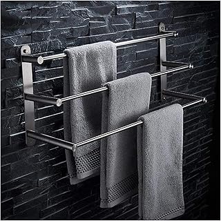 304 Stainless Steel 3-Layer Bathroom Towel Rack – Wall Mounted Multi-Functional Towel Shelf Rail Organizer for Bathroom & Kitchen Storage