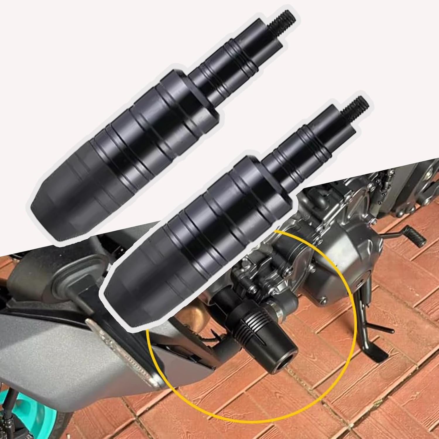 OUTMX Motorcycle Frame Slider Crash Pads – Engine & Fairing Protection Block for Moto Guzzi V85 TT (2019–2025) | Falling Protection Guard – Black (A/A)