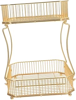 Double-Layer Iron Storage Rack for Bathroom & Kitchen – Decorative Over-Toilet Organizer, Fruit & Spice Storage Shelf, Easy to Clean