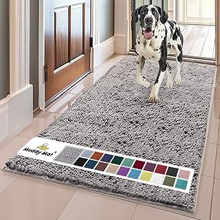 Muddy Mat® Super Absorbent Indoor Door Mat 24x96 – Microfiber Chenille Quick-Dry Non-Slip Entryway Rug, Machine Washable Pet & Floor Mat (Grey)