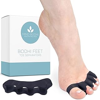 Mind Bodhi Toe Separators for Men & Women – Bunion Relief Toe Spacers, Foot Alignment & Mobility Support (Regular Size, Black)