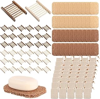 120 Pcs Soap Saver Set with Wooden Dish, Exfoliating Bag & Self-Draining Pads – Mesh Soap Holder for Shower, Bathroom, Kitchen, Hotel & Restaurant Use