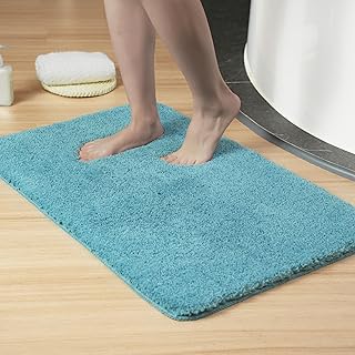 Luxury Quick Dry Non-Slip Bathroom Rug 24 x 36 Inch Blue Ultra Soft Highly Absorbent Washable Thick Fluffy Bath Mat for Shower Kitchen and Bathtub Floor