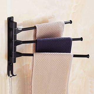 Wall Mounted Swing Towel Bar Stainless Steel Swivel Towel Rack 3 Arm Folding Towel Holder Organizer for Bathroom Kitchen and Laundry Room