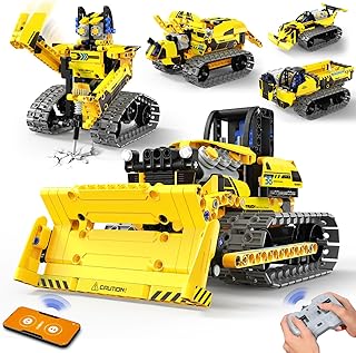 LECPOP 5-in-1 STEM Robot Building Kit – 452 PCS Remote Control Engineering Toy for Kids Ages 8–14+, App-Controlled RC Bulldozer Educational Construction Set, Birthday Gift for Boys & Girls