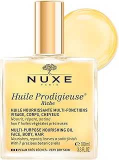 NUXE Huile Prodigieuse Riche - Multi-Purpose Nourishing Oil for Very Dry Skin - Intense Hydrator for Face, Body and Hair - 98% Natural Origin Treatment with 7 Botanical Oils - 3.3 fl. oz