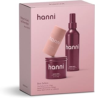 HANNI Best Sellers Body Care Gift Set - 3-Piece Trio with Splash Salve In-Shower Moisturizer, Water Balm Mist and Fatty Moisture Stick - Hydrating and Smoothing Skin Barrier Kit