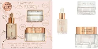 Charlotte Tilbury Hydrate Plump & Glow Skincare Set - 3-Piece Gift Set with Magic Cream, Magic Water Cream & Magic Serum Crystal Elixir - Travel Size Radiance Kit for Glass Skin