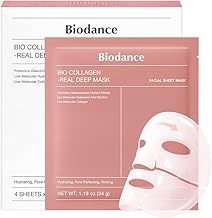 BIODANCE Bio-Collagen Real Deep Mask - Hydrating Overnight Hydrogel Face Mask for Glass Skin, Pore Minimizing & Tightening, Collagen Mask for Face with Niacinamide, Korean Skincare, 34g x 4ea